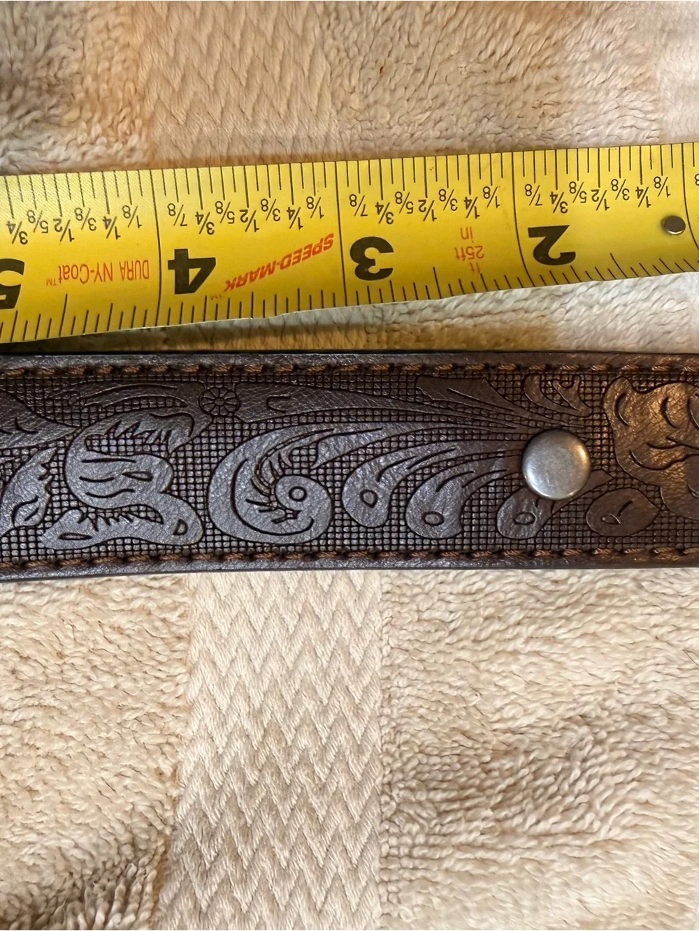 BC Belts Men's Dark Brown Leather Belt with Embossed Detail